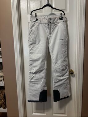 White Wide-Leg Ski Pants with Black Hem Panels